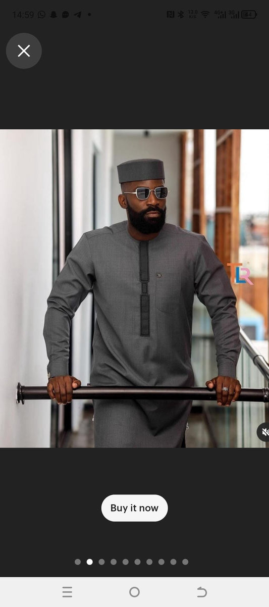 grey african mens clothing