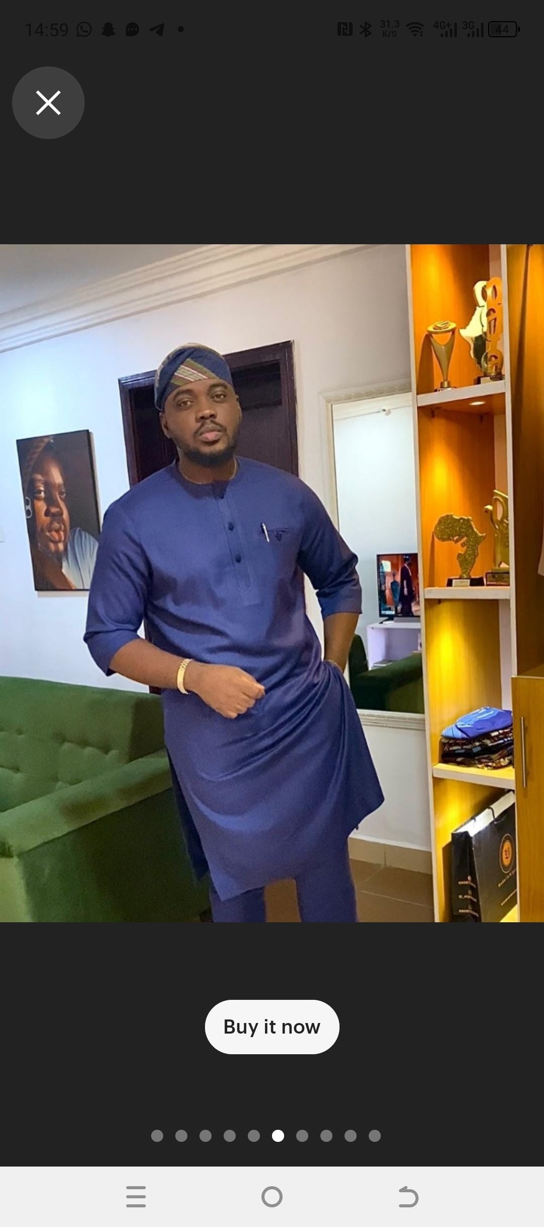 blue mens trendy caftan