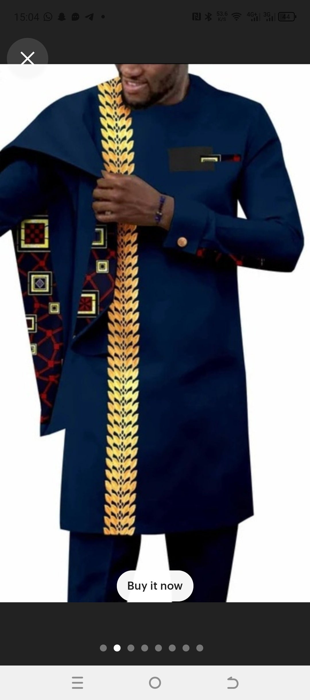Navy blue elegant african mens clothing sets