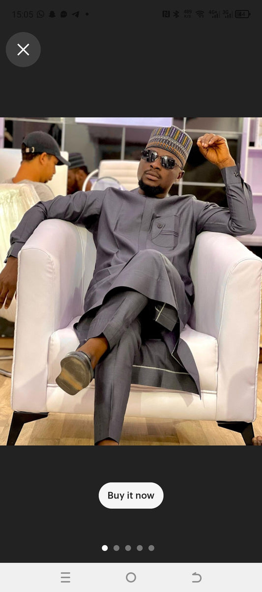 Grey Baba Eid african clothing sets