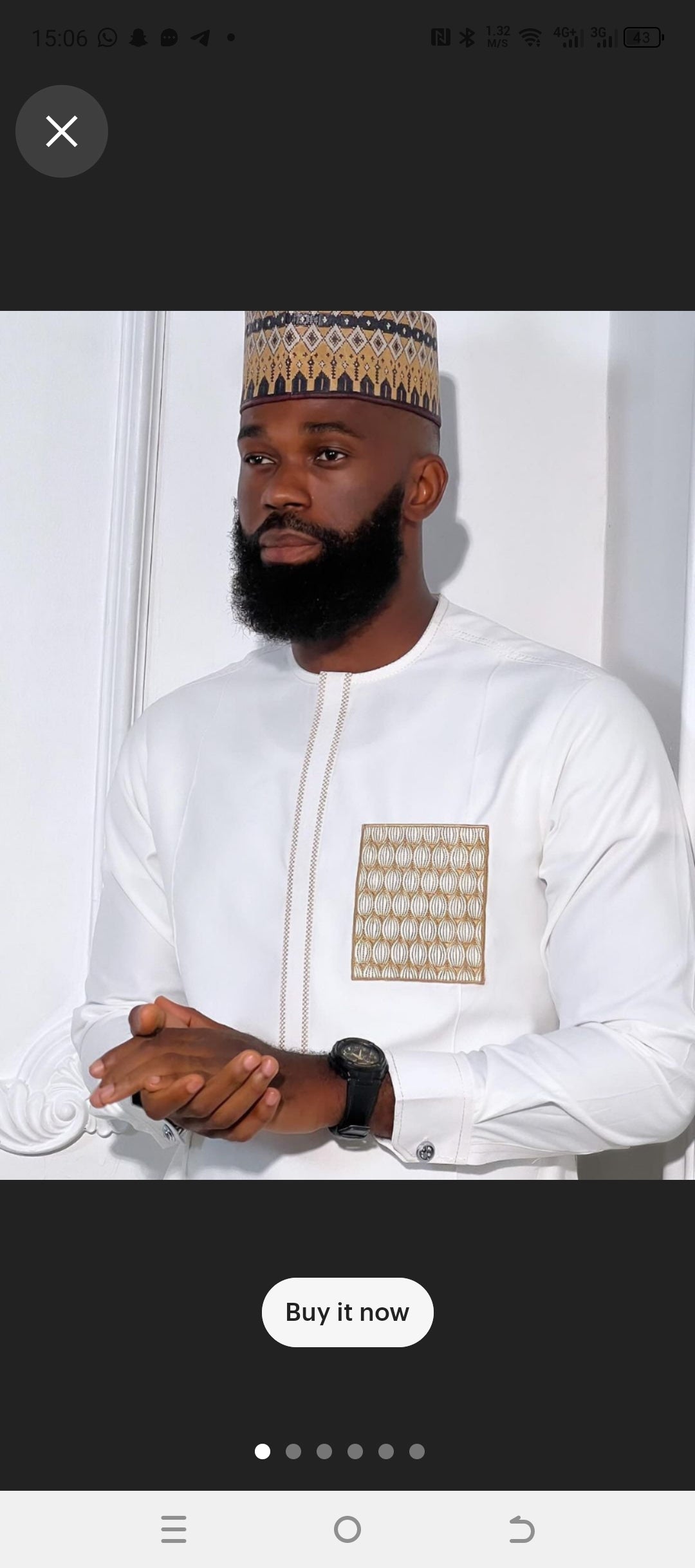white Baba Eid mens african clothing