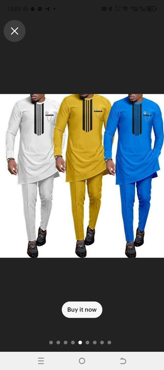 blueAfrican groomsmen dashiki wear