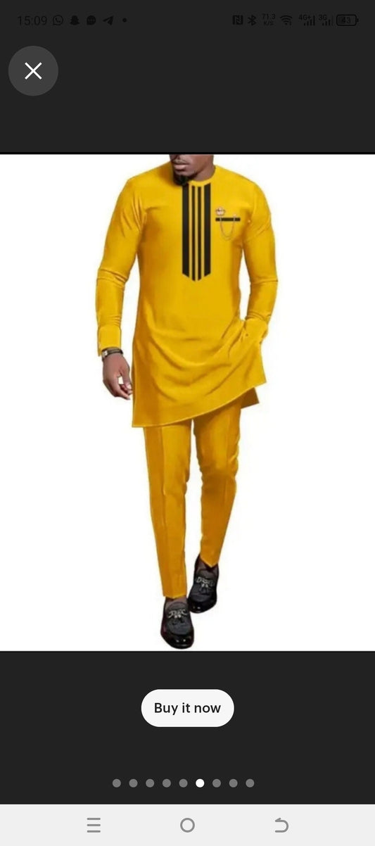 yellow African groomsmen dashiki wear