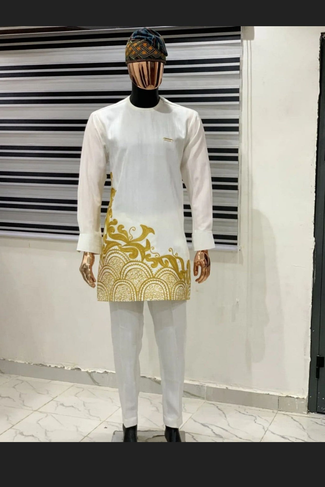Prom African white and gold clothing for men