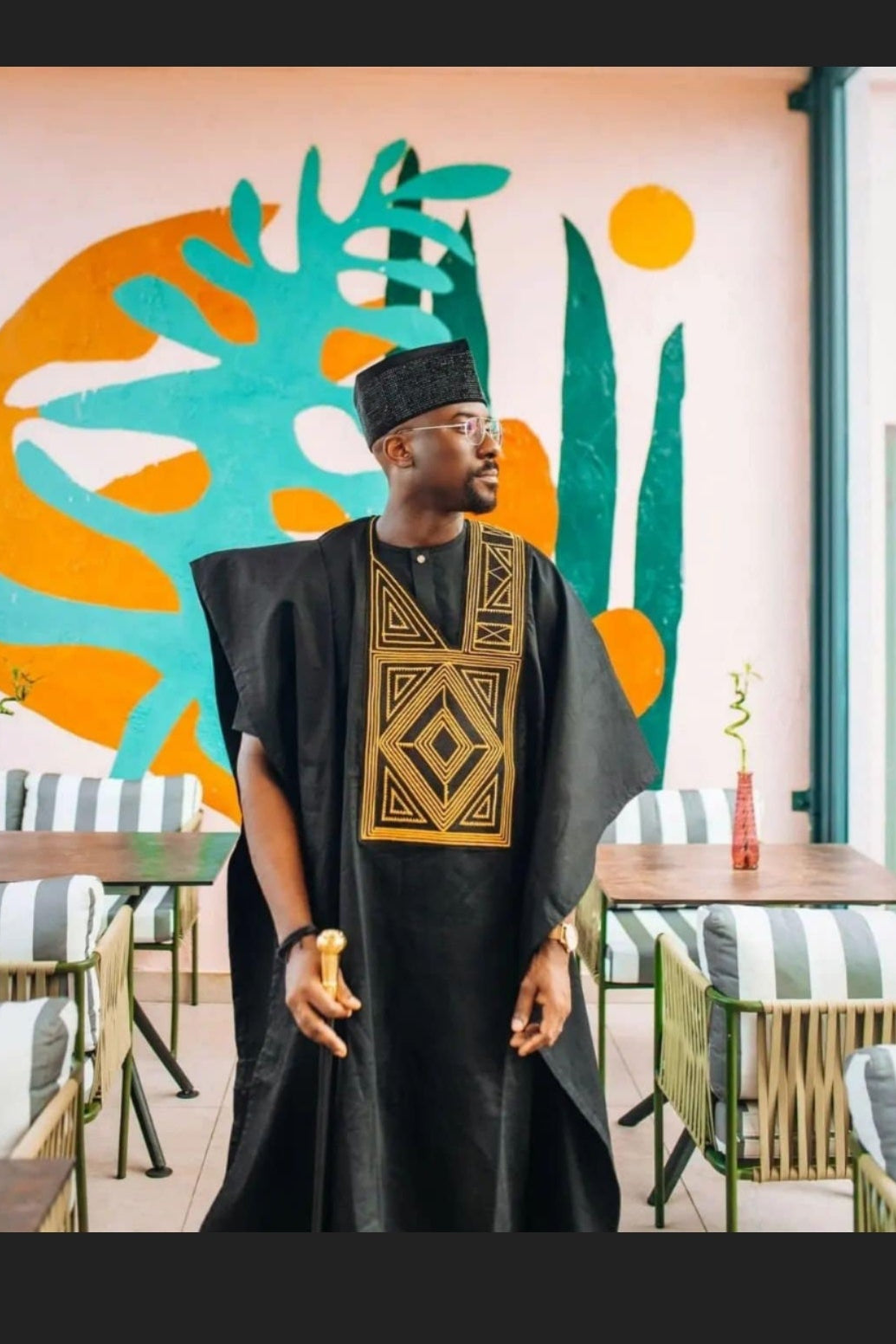 Authentic agbada three piece African suit