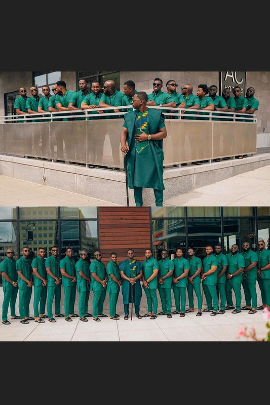 African grooms luxury wedding Abgada three piece suit