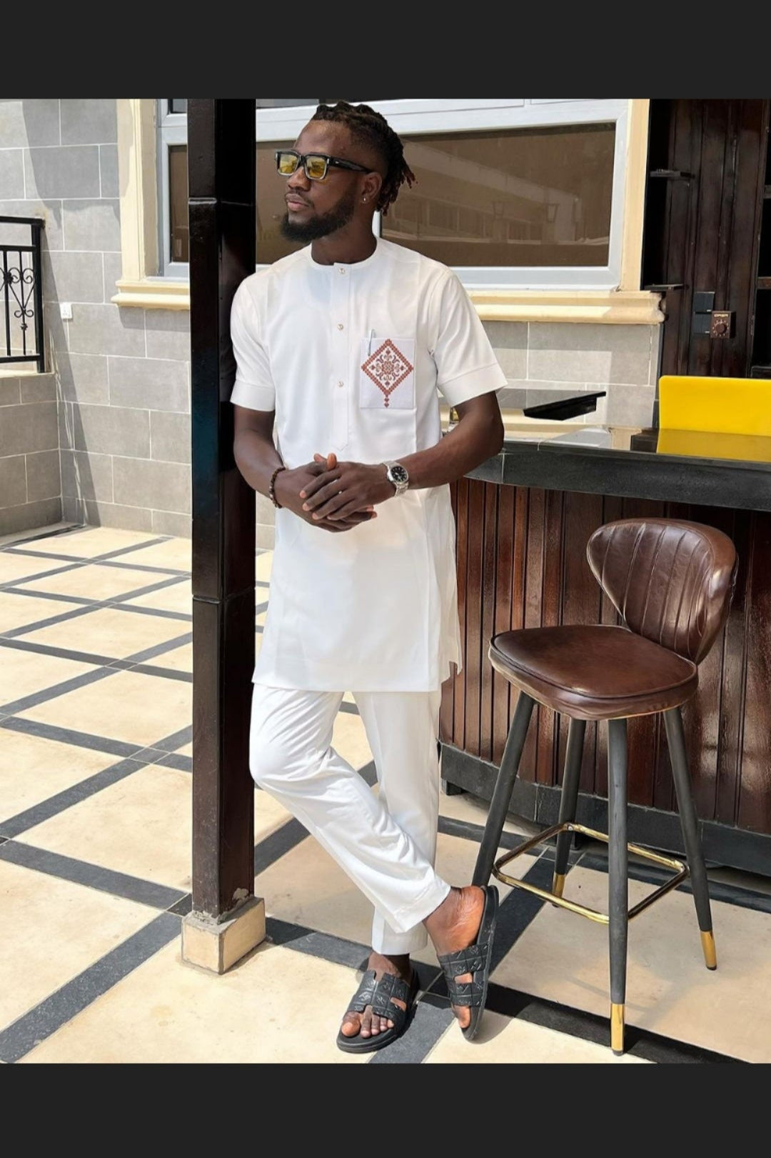 White men's African dress shirt