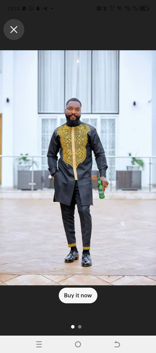 black luxury embroid caftan