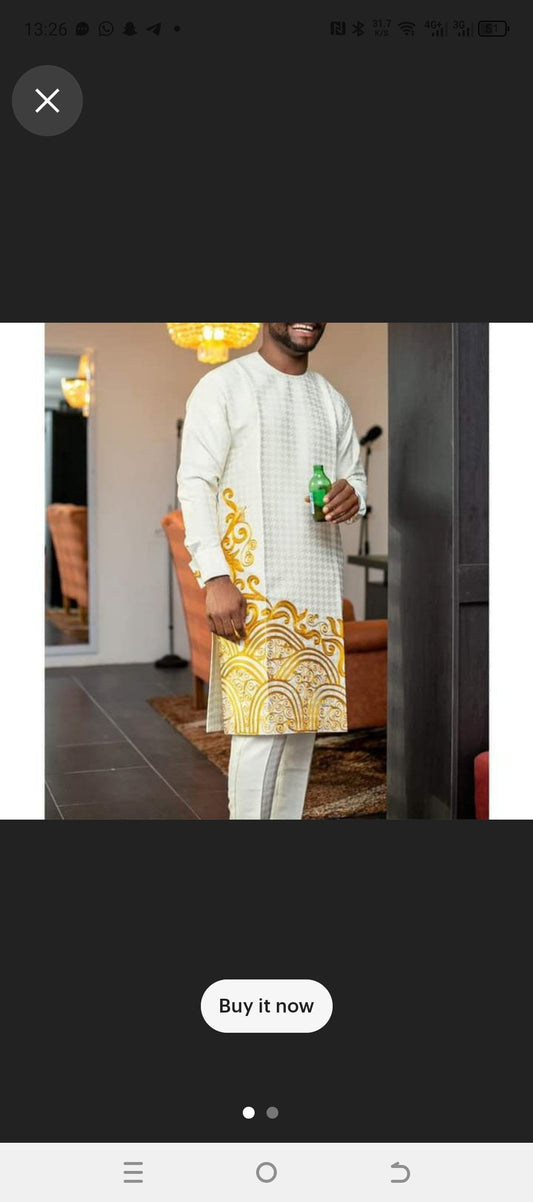 white and gold embroid luxury caftan