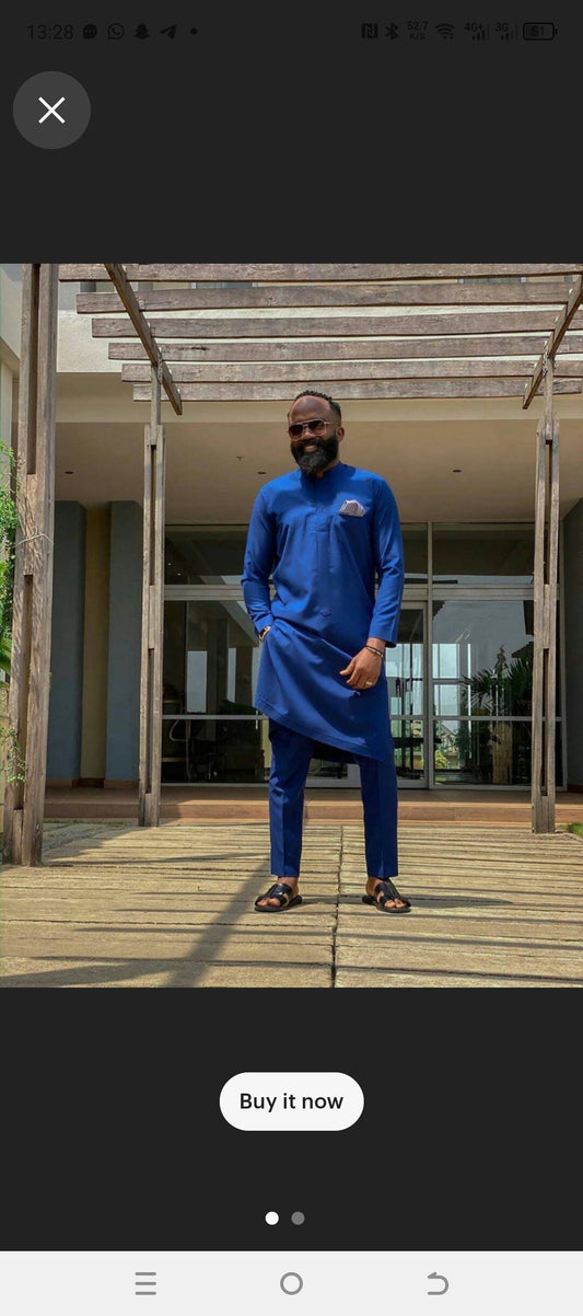navy blue african mens outfit