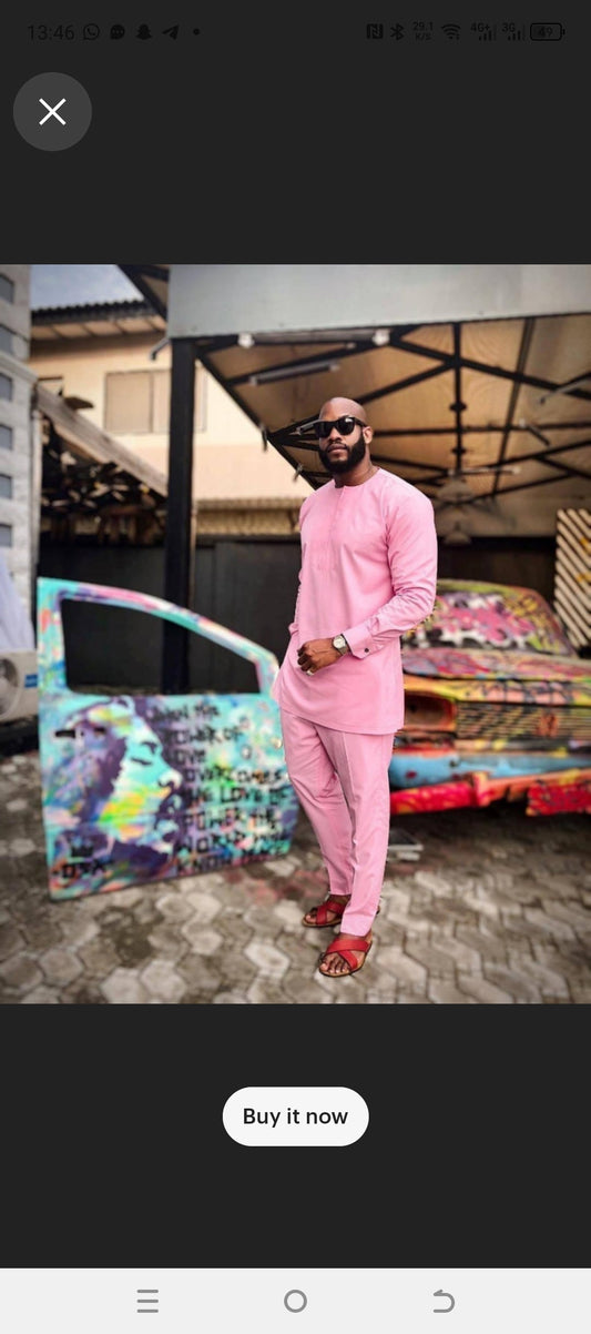 pink mens african suit