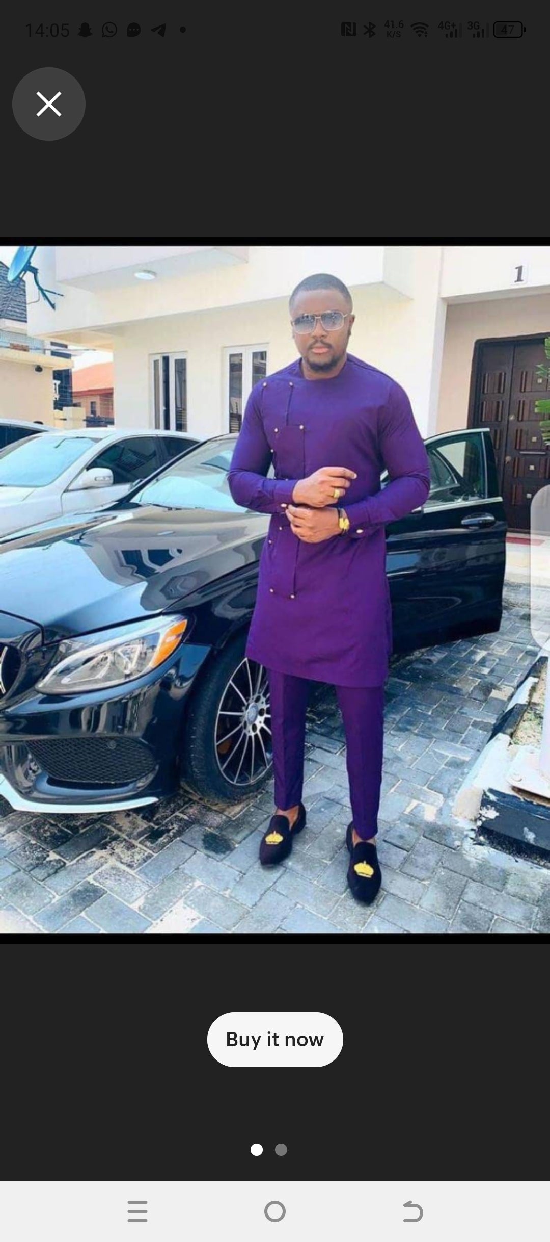 Purple mens african clothing