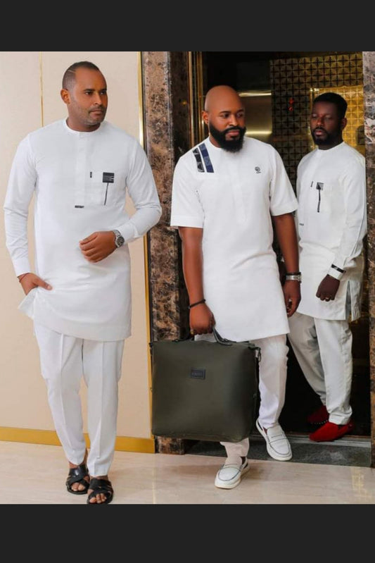 Men's all white African party clothing