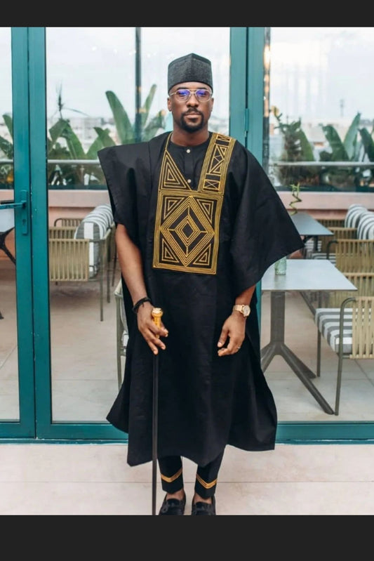 Authentic agbada three piece African suit