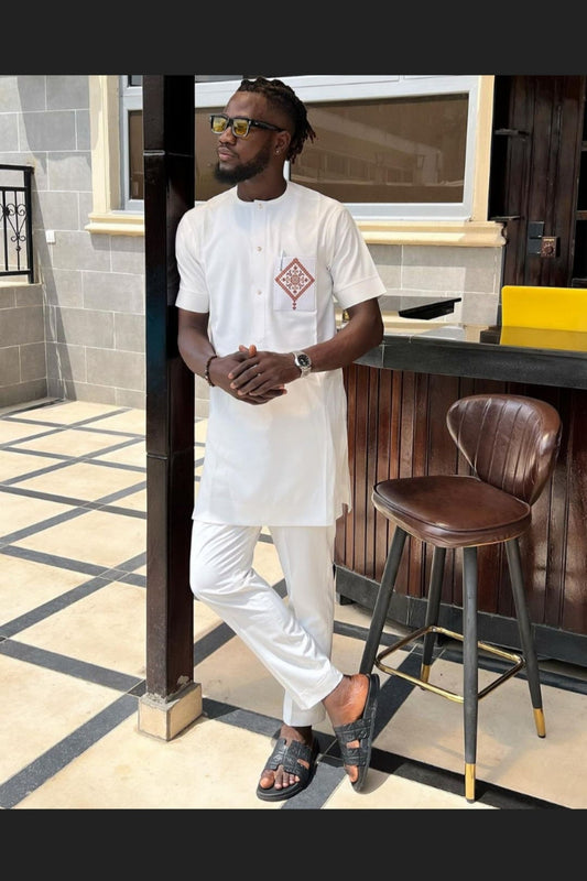 White men's African dress shirt